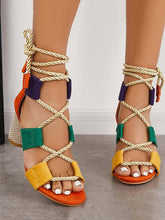 Lace Up Chunky Heel Sandals